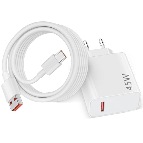 45W Rapido Caricatore USB con Cavo USB C 2M per XiaoMi Redmi Note 15 14 Pro 5G POCO X7,Caricabatterie Ricarica Rapida per XiaoMi POCO Pad M6 X5 X3 Mi 10T Lite Note 13 14 12S Mi 11 Lite Redmi Pad