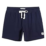 JustSun Kurze Hosen Herren Shorts Sommer Jogginghose Kurz Sporthose Baumwolle Sport Gym Sweat Shorts Herren Reißverschluss Taschen Blau XXL