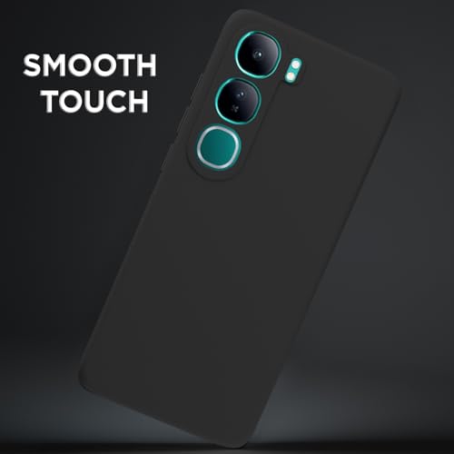 Image of Outlouders Back Cover for Vivo Y300 5G / Vivo V40 Lite 5G | Camera Protection | Durable Soft Matte Silicone Bumper Case (Black)