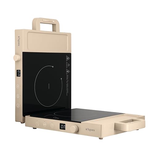 Tognana Iridea, Induktionskochfeld 200–2000 W mit 4-stelligem Digitaldisplay und Soft-Touch-Bedienung, Champagner