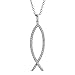 Produktbild Bling Jewelry Religiöse Pave Zirkonia CZ Jesus Fisch Ichthys Kette Mit Anhänger Für Damen Für Jugendlich 925 Sterling Silber