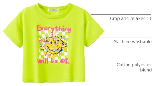 Image of Stylish Graffiti /Butterfly /Tropical Crop Top for Little & Big Girls - Cool Summer T-Shirt Clothes Size 6-18