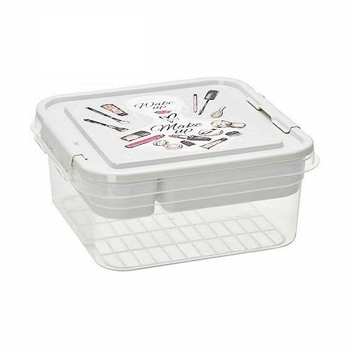 Boîte avec compartiments cosmétiques Berilo en plastique transparent 24,5x11,5x26 cm