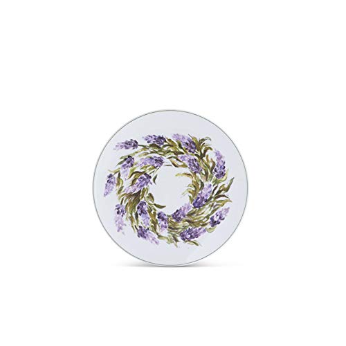K&K Interiors9 Inch Melamine Appetizer Plate, White/Lavender