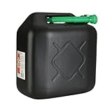 cartrend Benzinkanister, 20 l, robuster Kunststoff, schwarz, Benzinkanister für Treibstoff aller Art, mit UN Zulassung, inklusive Ausgießer