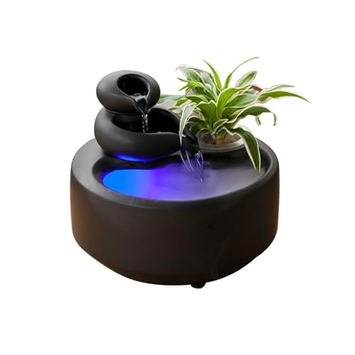 Xumh2024-3 Fontana da Interni Feng Shui Fontana in Ceramica Creativa Fortuna Acqua fluente Ornamenti Ufficio Desktop Fontana Soggiorno Vaso Acquario Regalo di Apertura Home Fontana