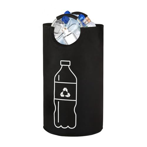 GD HUA 115 L Deposit Bottles Collection Container, Large Foldable Bottle Collector Waste Glass Empty Deposit Bottles Storage with Soft Grip Aluminium Handles, Black