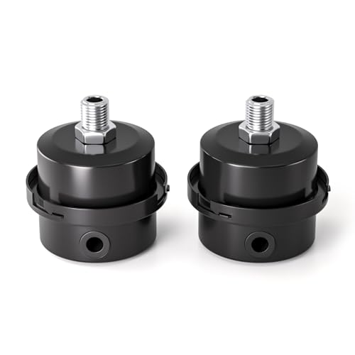 Bwintech 2 Stück Luftkompressor Schalldämpfer Schalldämpfer 1/4' Gewinde Schwarz Metall Ansaugfilter Schalldämpfer für öllosen Luftkompressor