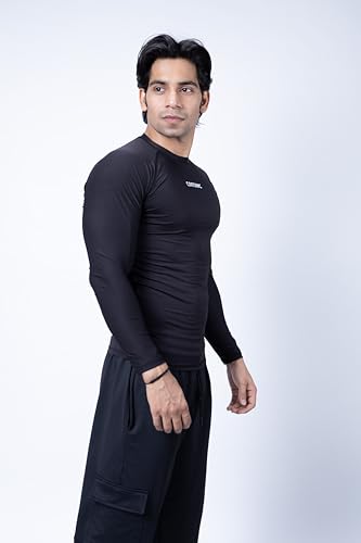 Image of COITONIC Men's Full Sleeve Compression T-Shirt - Athletic Base Layer for Gym, Sports & Fitness Training