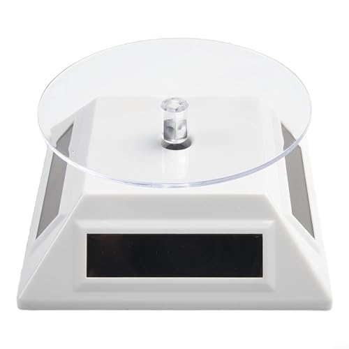 Solar Rotating Display Stand 360 Degree Turntable Showcase for Jewelry Watches Phones Products Accessories Exhibition 9cm Diameter(White)