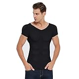 PAPIKOOL Hommes Fake Chest Muscle T-Shirt Muskel-Shirt Herren Gefälschte Brustmuskeln Kostüm Unsichtbar Simulation Schlank Unterwäsche Kurze Ärmel (Size : L)