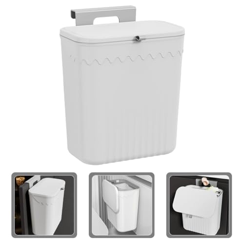 Caneca colgante para basura con tapa, blanca miniatura 7