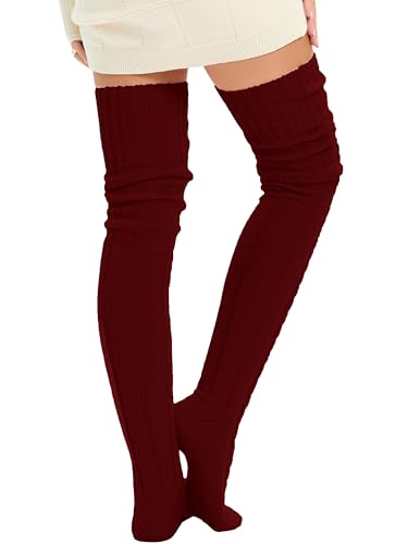 Image of Women's Thigh High Knitted Winter Boot Socks Vintage Extra Long Leg Warmer Over Knee High Stockings