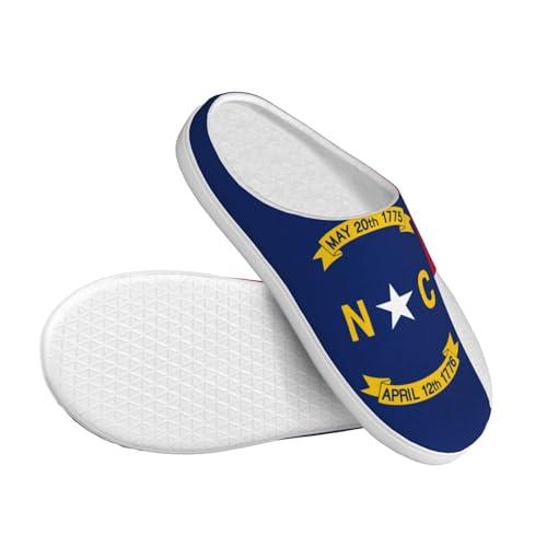 Cozy North Carolina state flag print Slippers Indoor and Outdoor Fuzzy House Shoes Anti-Skid Sole Gifts for Women Indoor Scuff3