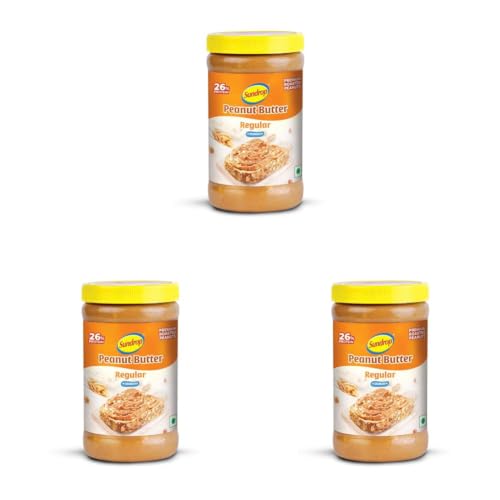 Image of Sundrop Peanut Butter | Crunchy | 462 grams | With 26% Protein | 4% Dietary Fibre | Premium Roasted Peanuts | No Preservatives | Great Value Per Gram of Protein (Pack of 3)