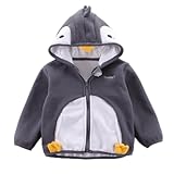 HILEELANG Toddler Girl Boy Chirstmas Grey Penguin Kids’Cute Animal Fleece Hooded Jacket Outwear Coat 12-18M