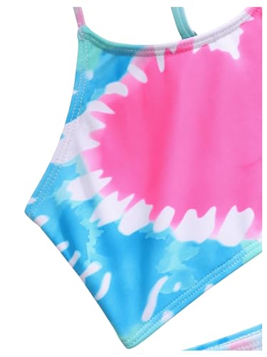 Image of WDIRARA Girl's Tie Dye Heart Print Bikini Set 2 Piece Swimsuits Spaghetti Strap Bathing Suits