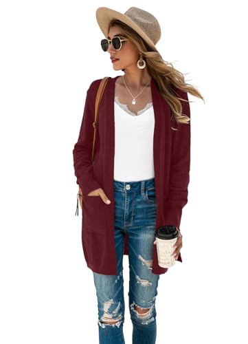 Image of TASAMO Cardigan Sweaters for Women Long Sleeve Open Front Casual Knit Fall Coat Oversized Soft Outwear with Pockets