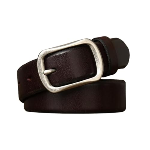 Ceinture fine en cuir véritable souple 29mm, accessoire mode marron café pour jean et robe
