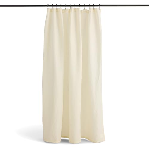 Preston Lane Stonebridge Linen Cotton Shower Curtain 72 x 72 67% Linen 33% Cotton Blend Fabric Bathroom Curtain with Reinforced Holes with Stitching Made in Portugal Alabaster