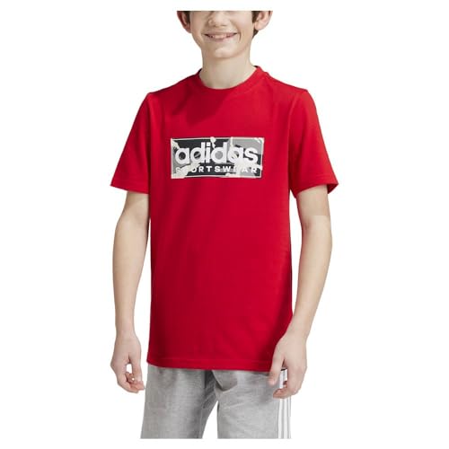 Image of adidas Boys' Camo Linear Junior Boys Graphic Tee, 7-8 Years