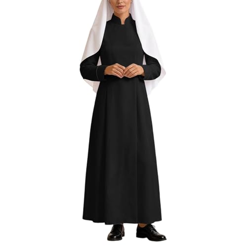 Costume de nonne pour cosplay et soirées déguisées avec robe longue confortable