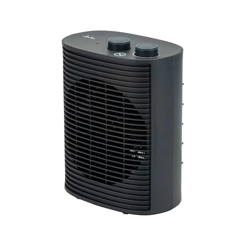 JATA JCTV1193 - Calefactor Eléctrico Bajo Consumo 2000 W. Termoventilador Baño. 2 Potencias, Termostato Regulable, Función Ventilador Frío, Protección Antivuelco y Sobrecalentamiento, Compacto con Asa