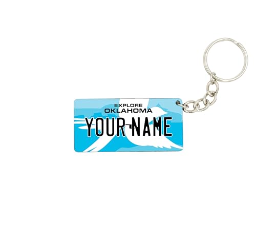 License Plate Keychain - Personalized (OKLAHOMA) Multicolor