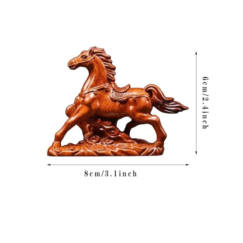 Estatua de caballo de madera Feng Shui pequeña miniatura 6