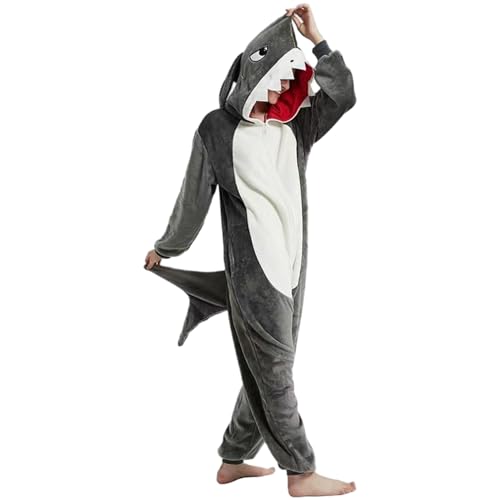 NASSMOSSE Bonito macio tubarão macaco pijamas peludo unissexo disfarce de Halloween mulheres homens L