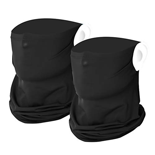 GREMAG Cache Cou Tubulaire, Soie de Glace Cache-Cou Noir, 2pcs Séchage Rapide Unisexe Bandeau Élastique Cache-Col Anti-Solaire Bonnet Respirant Ultra-Douce Élastique Balaclava UV Masque Moto Le Ski