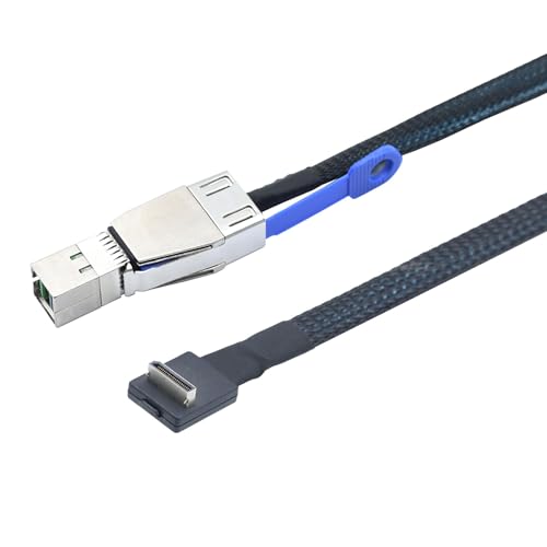 Cable Oculink SFF 8611 a SFF 8644 trenzado de 90 grados para servidor 5