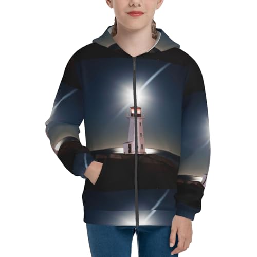 Peggy's Cove Lighthouse Kids Pullover Hoodies Boys Zip Up Sweatshirts Girls Athletic Clothes with Pocket3