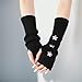 Insdark Gothic Fingerless Arm Warmers Y2k Star Knitted Japanese Punk Rock Fashion Goth Harajuku Medieval Formal Knit Festival Outdoor Pentagram Sleeves to Cover Arms for Women, Black