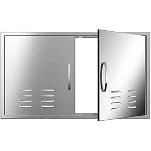 Outdoor Kitchen Doors,Flush Mount Stainless Steel BBQ Access Doors with Vents, Double Grill Access Door for Outdoor Kitchen Cabinets and BBQ Island,36''Wx 21''H Vents Outdoor Kitchen DoorsFlush Mount Stainless Steel BBQ Access Doors with Vents Double Grill Access Door for Outdoor Kitchen Cabinets and BBQ Island36Wx 21H Vents