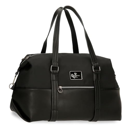 Pepe Jeans Christine Sac de voyage noir 40 x 25 x 20 cm Polyester avec détails en cuir synthétique 20 L by Joumma Bags, Noir, Talla única, Sac de voyage