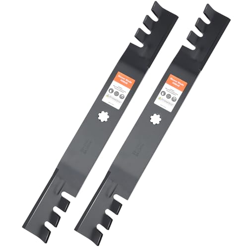 Image of Grasscool GY20850 JD D130 S100 D105 Mower Mulching Blades Replacement Gator | Fit John D-eere D110 E100 LA105 D100 E130 E120 D125 E110 LA125 LA115 42 inch Deck Lawn Tractor,7 Star Mounting Hole,Cuts Mows
