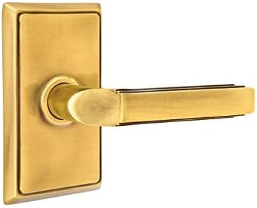 Emtek Juego de paso, roseta rectangular, palanca Milano (mano izquierda, antigüedad francesa)