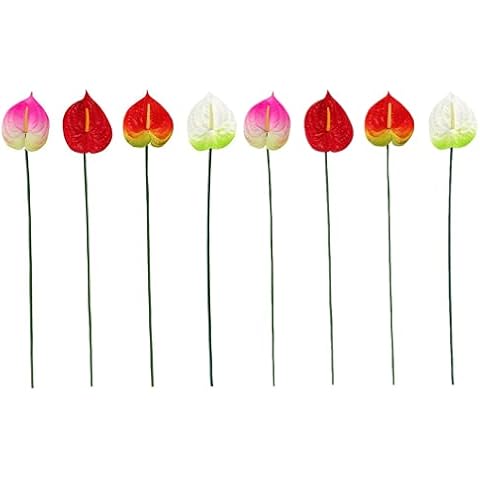 8 Pcs Artificial Anthurium Flowers Real Touch Fake Flower for Table Centerpieces Arrangement and Bridal Wedding Festival Decor Flower Arrangement (4 Colors) Cover