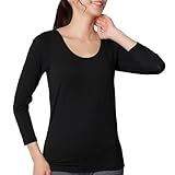 [ベイシア] レディース カップ付き 8分袖 インナーシャツ WARMMOIST 秋 冬 ブラック L