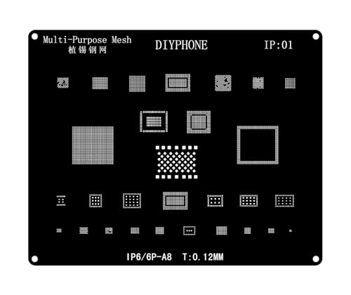 Black Multi-purpose BGA Reballing Stencils, Solder Steel Mesh Tin Planting Template, Template Mesh Directly Heat Kit Phone Rework Net for iPhone 6-15 Series CPU Repair Tools (6 6p)