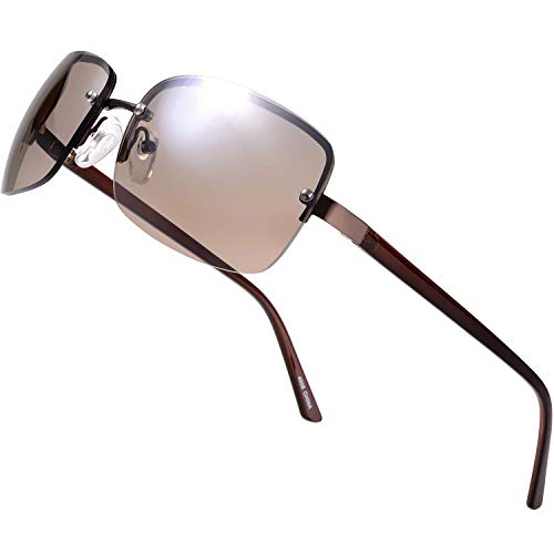 Image of Minimalist Semi-rimless Rectangular Sunglasses for Men Women - Exquisite Packaging