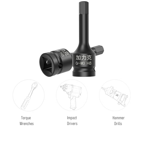Image of 3PCS 3 /8 inch Square Drive H8(8mm) Impact Hex Bit Socket, 60mm(2.36 inch) Length, Hex Driver, Impact Grade, One-Piece Construction, 3 /8 inch Drive Allen Bit Socket, Cr-Mo Steel, Black