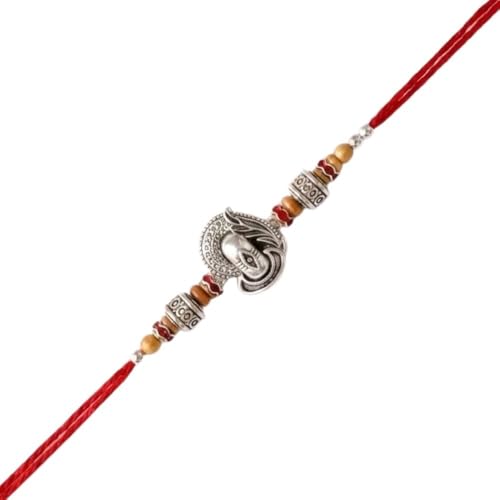 Image of I Jewels Thread Rakhi With Roli Chawal & Rakshabandhan Card for Brother /Bhai /Men /Bro