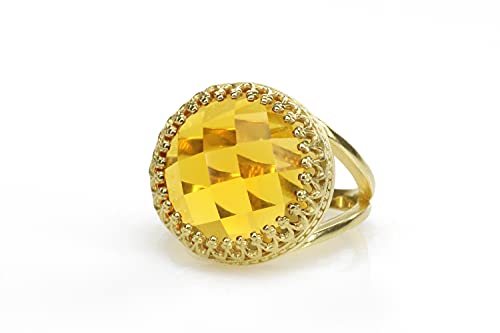 Bague citrine pierre de naissance novembre or 14k femme