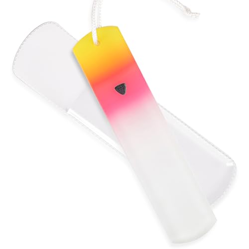 Bona Fide Beauty Czech Glass Foot File with Sleeve. Foot Callus Remover Made in The EU (Sunset Color)
