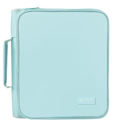 SUNEE Zippered Binder Bag with Handle 2-Inch 3-Ring O-Ring 500-Sheet Capacity Includes Zip Pocket 5-Tab Expanding File Folder Multi-Pocket Organizer Binder for Middle School Sky Blue