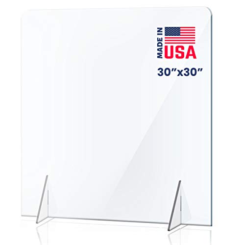 No Opening Sneeze Guard Panel for Counter and Desk, No Cutout Protective Plexiglass Shield, No Hole for Business, Office, School (30"W x 30"H) No Opening Sneeze Guard Panel for Counter and Desk, No Cutout Protective Plexiglass Shield, No Hole for Business, Office, School (30"W x 30"H)