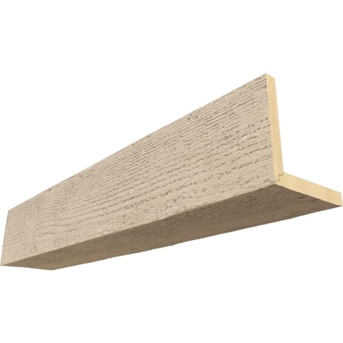 4"W x 12"H x 12'L 2-Sided (L-Beam) Rough Sawn Endurathane Faux Wood Ceiling Beam, Driftwood