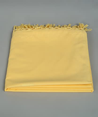 Image of Bhagalpuri Blend of Cotton and Silk Soft Dull Andi Chadar (130 cm x 244 cm, Light Yellow)(Pack of 2)